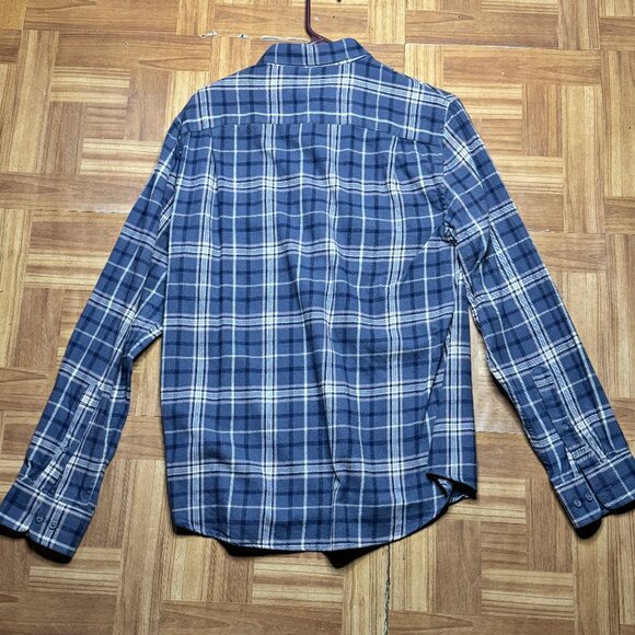 Black Brown 1826 Blue Plaid Button Down Shirt Mens Medium - Picture 2 of 4